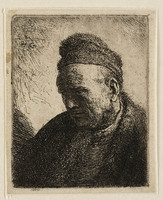 KG 03876
<br/>
Man met bontjas en muts
<br/>
<em>Rembrandt (1606-1669) - onbekende leerling</em>